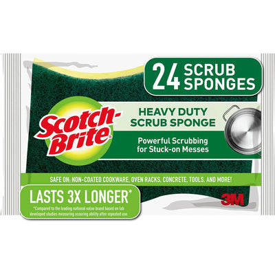 1 of 3:Scotch-Brite - Esponja de limpieza para uso intensivo, paquete de 4, amarillo y verde 