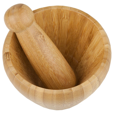 3 of 5:Home Basics Bamboo Mortar And Pestle Set, Small, 4.5x3.25 Inches 