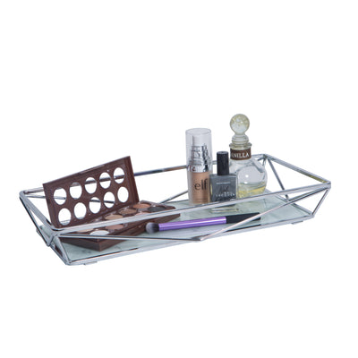 2 of 2:Plateau de toilette géométrique en marbre et agate chromé 