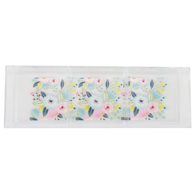 2 of 4:Home Basics Floral 3 Compartment Plastic Cosmetic Organizer, Clear 