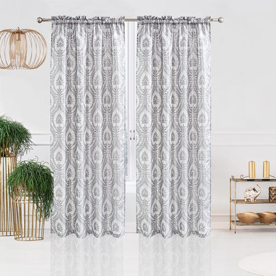 15 of 21:Lizet Damask Jacquard Rod Pocket Window Panel and Valance Treatments, All Sold Separately 