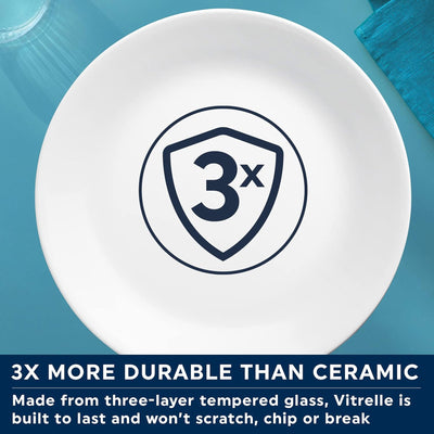 4 of 6:Corelle Vitrelle Glass Round Dinnerware Set, 12 Piece Set, Service for 4, Paloma 