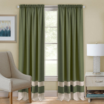 1 of 4:Darcy Rod Pocket Window Curtain Panel - 52x63 - Green/Camel 