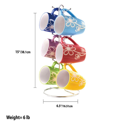 7 of 7:Home Basics 6 Piece Mug Set with Stand 