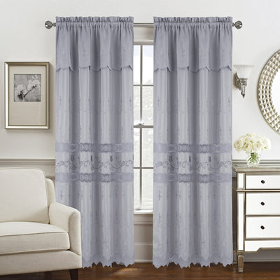 2 of 6:Juliana  Macramé Jacquard Room Darkening Window Curtain Panel with Attached Valance, 55x84 Inches 