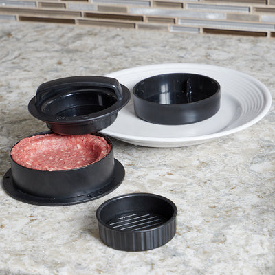 3 of 3:Home Basics 3 Piece Plastic Hamburger Press, Black 