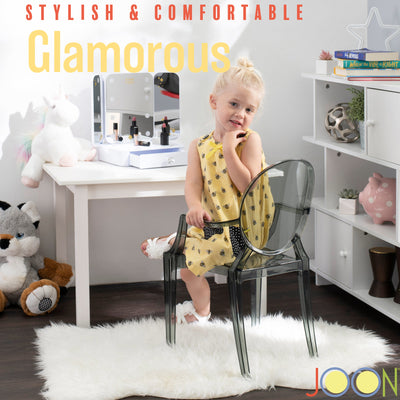 8 of 23:JOON 2 Pack Kids Ghost Chairs with Armrest, 25x13x14.5 Inches, Transparent 