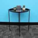 2 of 3:Home Basics Foldable Round Multi-Purpose Side Accent Metal Table, Matte Black 