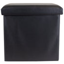 3 of 6:Home Basics Faux Leather Storage Ottoman, Black 
