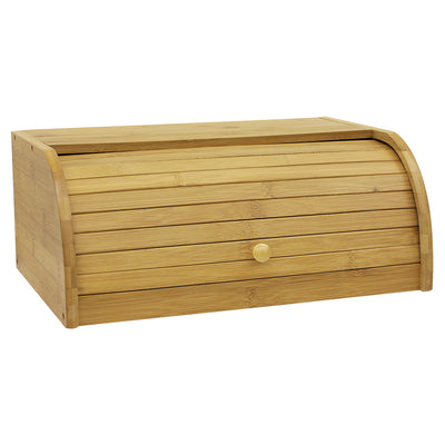 1 of 1:Home Basics Roll Top Slatted Bamboo Bread Box, Natural 