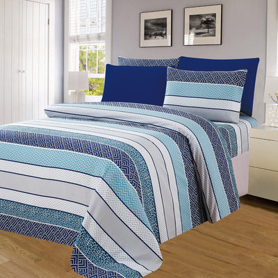 4 of 4:PREMIUS Hudson Wrinkle-Free Microfiber Sheet Set, Blue 