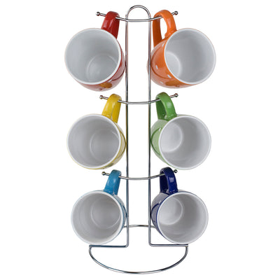 4 of 7:Home Basics 6-Piece Mug Stand With Polka Dot Print Mug 