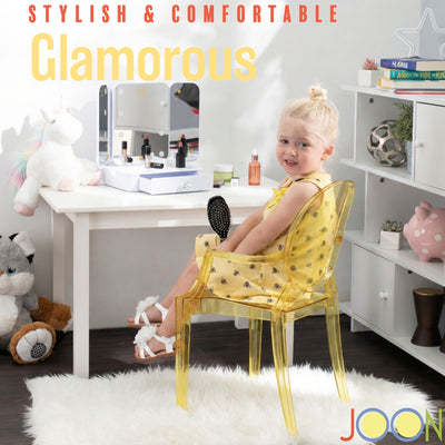 9 of 23:JOON 2 Pack Kids Ghost Chairs with Armrest, 25x13x14.5 Inches, Transparent 