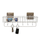 1 of 4:Home Basics Wall Mounted 6 Hook Vinyl Coated Key Rack with Basket, White 