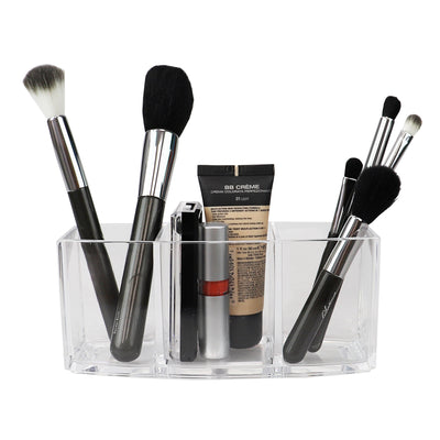 2 of 5:Home Basics 3 Compartment Plastic Cosmetic Organizer, Clear 