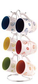 1 of 7:Home Basics 6 Piece Mug Set with Stand 