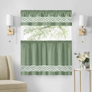 29 of 40:Paige Embroidered Kitchen Curtain and Valance Set, Tiers 55x36, Valance 55x13 Inches 