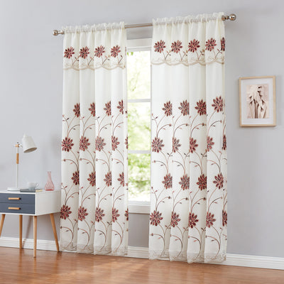 3 of 7:Brynn Embroidered Rod Pocket Panel With Attached Valance and Backing, 54x90 Inches 
