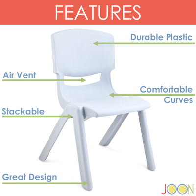 2 of 8:Chaises d'apprentissage empilables en plastique pour enfants JOON, bleu brumeux, 52,1 x 32,7 x 28 cm, lot de 2 (lot de 2) 