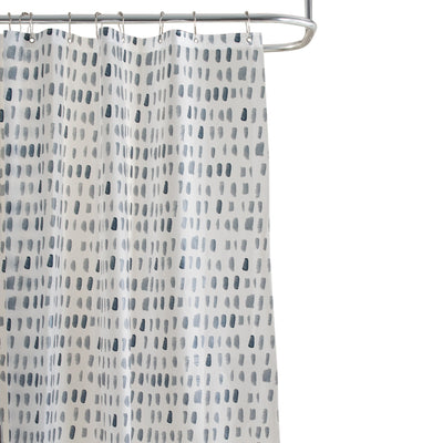 1 of 3:Cortina de ducha de PEVA con diseño de patrón de motas de Bath Bliss en azul 