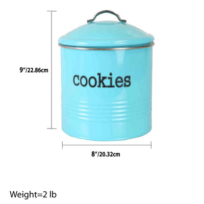 4 of 4:Bocal à biscuits Home Basics en étain, motif côtelé, turquoise, 7,5 x 7,6 pouces 