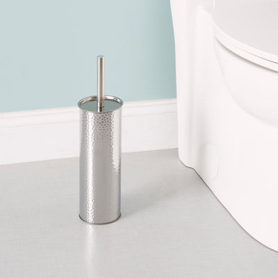 2 of 3:Home Basics Hammered Stainless Steel Toilet Brush Holder 