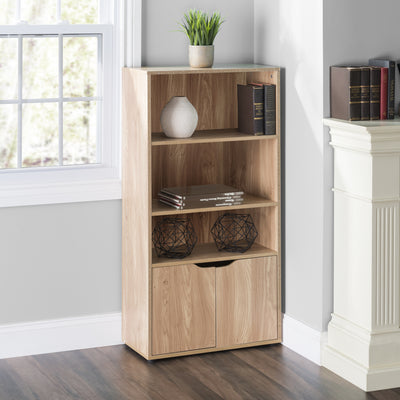 2 of 3:Bibliothèque en bois à 3 niveaux avec portes Home Basics, naturel 