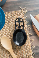 5 of 6:Repose-cuillère en fonte Fleur de Lis Home Basics, noir 