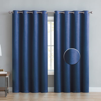 1 of 9:Panneau de fenêtre texturé côtelé Angela, occultant et à œillets, 52 x 84 pouces 