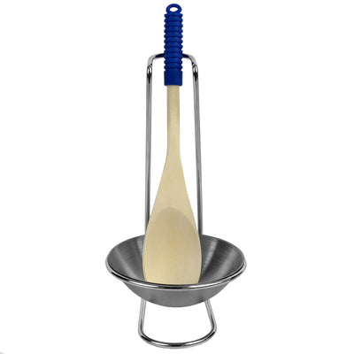 3 of 5:Home Basics Stainless Steel Spoon Rest with Wood Spoon 