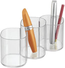 2 of 5:iDesign Clarity Plastic Divided Trio Cup Vanity Bathroom Accessory Organization, 3 Compartments 