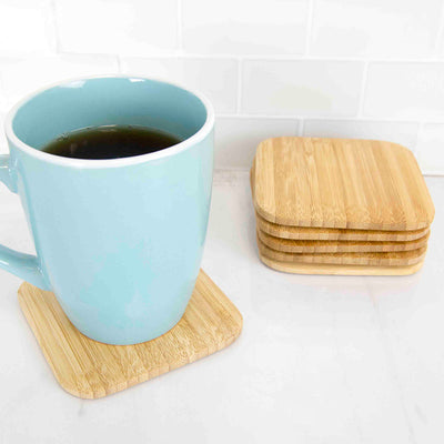 2 of 5:Home Basics 4 Bamboo Coaster Set, (Pack of 6), Natural 