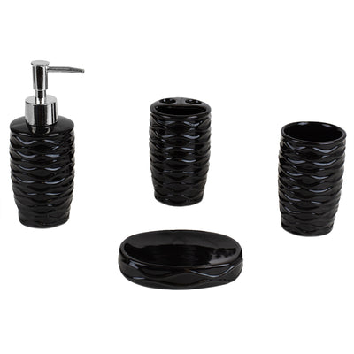 3 of 6:Home Basics Curves  4 Piece Bath Accessory Set, Black 