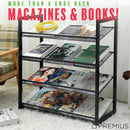 7 of 7:PREMIUS 4 Layer Mesh Shelf Shoe Rack, Black, 29.9x29.1x12 Inches 