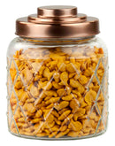 1 of 2:Home Basics Small Textured Glass Jar with Gleaming Air-Tight Copper Top 