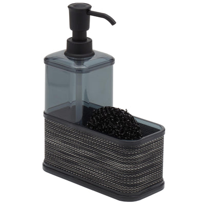 1 of 4:Distributeur de savon Home Basics avec porte-éponge tressé, noir, 530 ml 