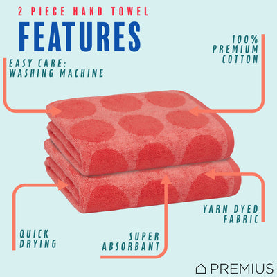 24 of 40:PREMIUS 2 Pack Circles 100% Cotton Yarn Dyed Hand Towel, 16x28 Inches 