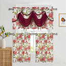 6 of 6:Goldie Floral Kitchen Curtain Set, Waterfall Swag Valance 60x36, Tier 30x36 Inches 