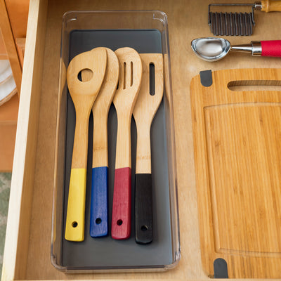 3 of 4:Home Basics Organizador de cajones de plástico de 6 x 15 x 2 con revestimiento de goma 