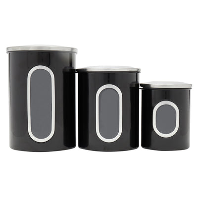 2 of 4:Home Basics Lot de 3 boîtes de conservation en acier inoxydable avec fenêtre, noir 