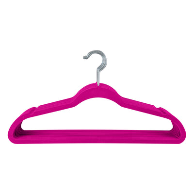 1 of 4:Paquete de 25 perchas delgadas para trajes de terciopelo en color fucsia de Simplify 