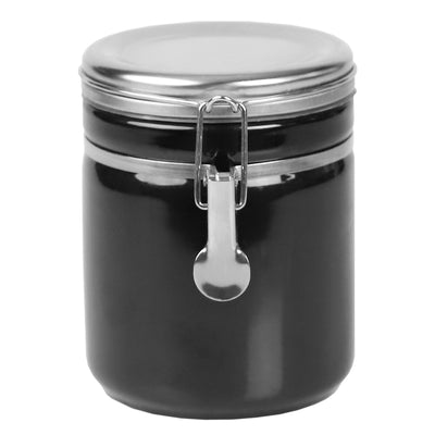 1 of 4:Boîte Home Basics de 950 ml avec couvercle en acier inoxydable, noire 