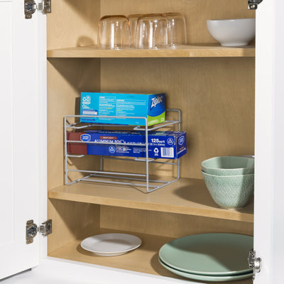 5 of 6:Home Basics Organizador de pie de acero recubierto de vinilo, plateado 