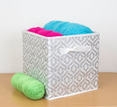 4 of 4:Home Basics Papelera de almacenamiento Damasco, plateada 