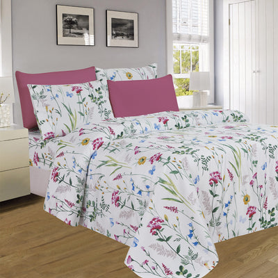 2 of 12:PREMIUS Premium Flora 4 & 6 Piece Microfiber Printed Wrinkle-Free Sheet Set 