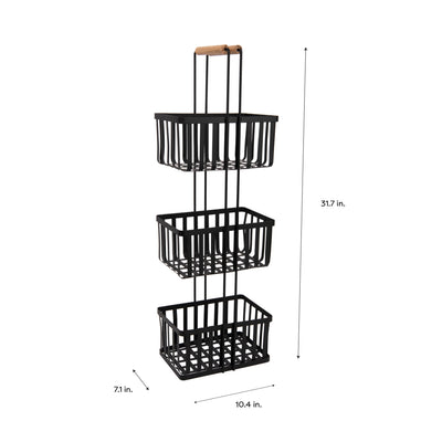 4 of 4:Simplify 3 Tier Metal Spa Tower with Bamboo Handles in Black 