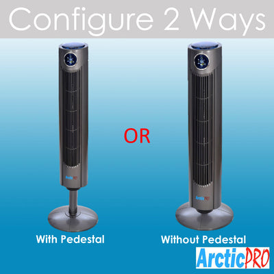 4 of 8:Ventilateur tour oscillant Arctic-Pro avec écran numérique et télécommande, gris foncé, 42 pouces 
