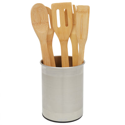 1 of 4:Home Basics Soporte giratorio para utensilios de acero inoxidable, plateado 