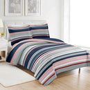 6 of 10:PREMIUS Mateo 3 Piece Microfiber Wrinkle-Free Quilt Set, Blue-Multi-Striped 