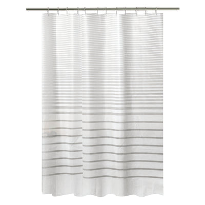 1 of 2:Cortina de ducha Bath Bliss con diseño de rayas blancas 